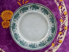 Plat Rond Plat Faience Saint Amand Céranord Modèle Christiane Floral Vert 28,5cm