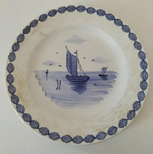 Grand plat ancien à décor de voilier – signé A. Lebacqz & M. Bouchart