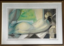 Lithographie Couleur Camille Hilaire (1916-2004) Numérotée.《Nu à La Fenêtre》