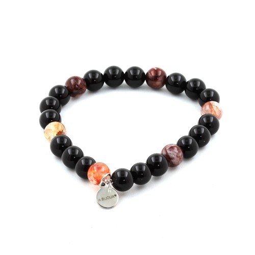 Bracelet perles agate - bracelet, noire