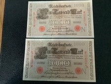 2 Billets de 1000 Marks de Reichsbanknote 1910