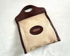 Sac cabas en toile diamante et cuir GUCCI Vintage 1970s