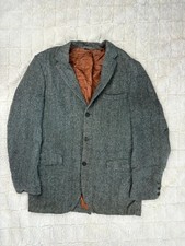 Veste Blazer Homme Harris Tweed x Brad Porter Chevron Gris Vintage USA -Taille L