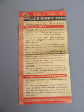 C919 Vintage 1er juin 1957 Dépliant Club Dinky Toys France Origine