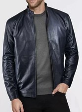 Nouvelle veste en cuir bleu
