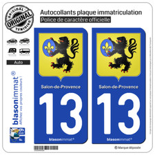 2 Stickers autocollant plaque immatriculation 13 Salon-de-Provence - Armoiries