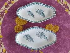 2 Raviers anciens Terre de Fer Société Amandinoise Modèle Iris Décor Floral Vert