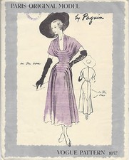 Patron De Couture D'Robe Vintage Vogue B32 (1262) Par 'Paquin'