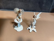 2 elfes blanches en résine