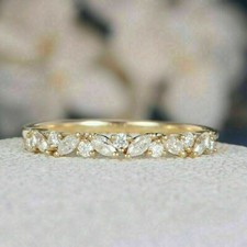 Bague bracelet diamant simulé marquise et coupe ronde 1 ct finition or jaune ...