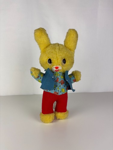 Ancienne peluche lapin jaune - ancienne,