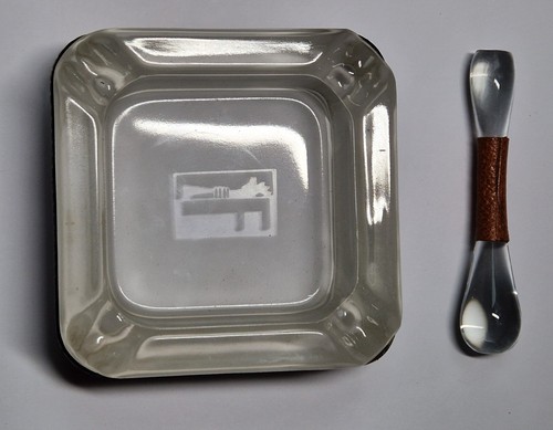 Cendrier verre cuir - verre,