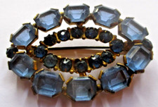 ancienne broche couleur or cristaux aigue-marine saphir rare bijou vintage 1766