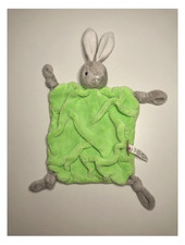 Doudou Plat Lapin Gris Et Vert
