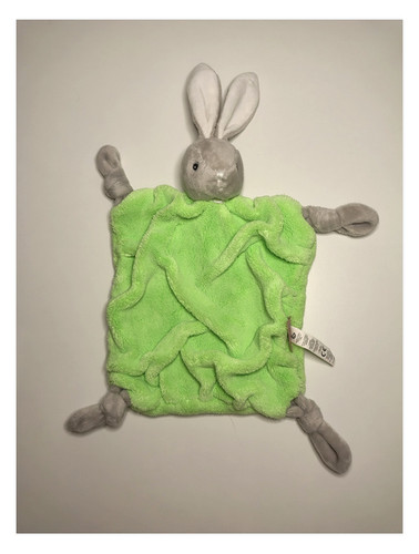 Doudou plat lapin gris vert - lapin,
