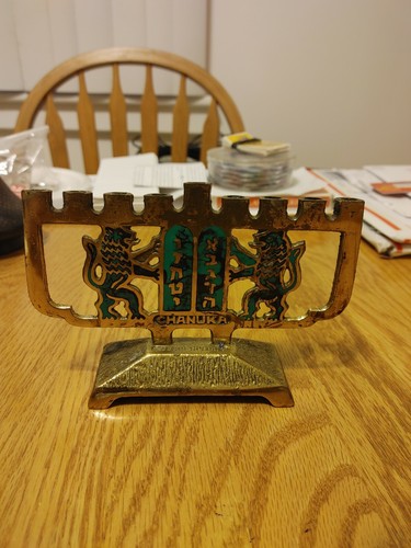 Vintage brass holder lion