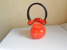 vase panier en opaline orange (vintage)