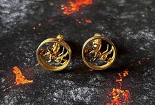 ANCIENS BEAUX BOUTONS DE MANCHETTES CAVALIER PLQ OR TBE VOIR PHOTOS