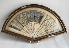 Ancien éventail aquarellé main XVII  XVIII  scéne galante antique fan ventaglio