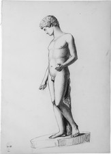 Nu masculin académique avec remarque. DESSIN pierre noire. BERNADAC. 1850