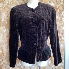 Veste Courte Vintage Velours Ras Paisley Cachemire 38