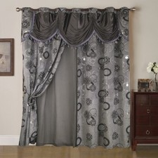 DOUBLE RIDEAUX ORIENTAL " CERCLE " 280X260 CM - Gris