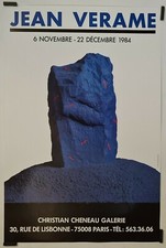 Jean Verame Composition bleue 1984 Affiche Originale Exposition Culture