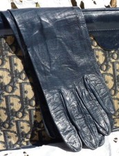 PAIRE de GANTS VINTAGES en CUIR BLEU "CHRISTIAN DIOR"