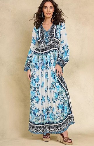 Robe maxi imprimée bordure - À,