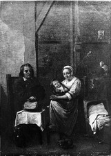 LE BENEDICITE - Gravure d'art du 19e grand format (David Teniers le Jeune)