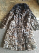 manteau astrakan marron col fourrure 36 vintage cintré