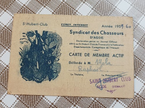 1959 carte chasse hubert - chasse, st