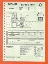 RENAULT R 340 TI . 19 T / TRACTEUR / FICHE EXPORT de  1991