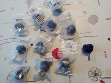 rare 11 anciennes poignée de porte tiroir commode  laiton vert perle bleu