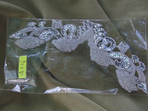 Sequined silver applique with - silver,