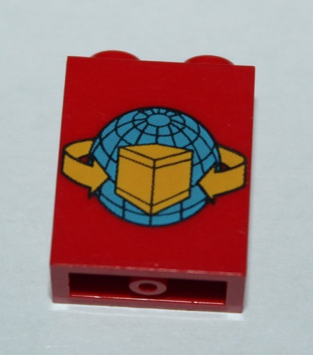 Lego red panel blue globe - red,