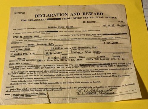 Declaration and reward for - and,