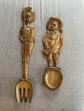 Ensemble En Bois Sculpté fourchette, cuillère et Don Quichotte et Sancho Panza