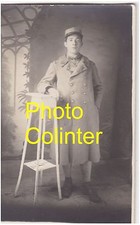 160eme R.I. Portait en pied d'un Fantassin en Capote Bleu Horizon - Photo-Carte