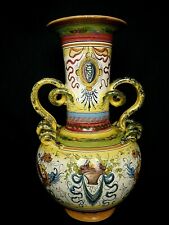 Très grand vase en céramique italienne Deruta h 42 cm anses serpent A