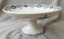 Compotier haut coupe sur Pied douche Plat à gateaux Décor bleu Bourgeois 