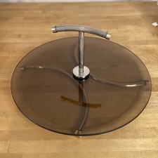 Plateau à Fromage Verre Fumé Monture Métal Argenté 30,5 Cm Diamètre 