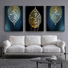 Gold Leaf Toile Affiche Art Wall Image Salon Décor Maison Unframed