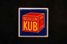 Plaque Émaillée Publicitaire Originale Bouillon KUB 1/2 Litre 1950