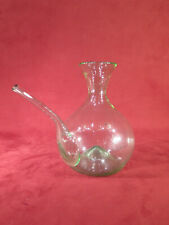 ANCIEN JOLI FLACON CARAFE ESSENCIER EN VERRE SOUFFLE COULEUR VERT ART POPULAIRE
