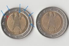 Pièce fautée 2 Euros Allemagne branche des étoiles coupées - manque dans l'aile