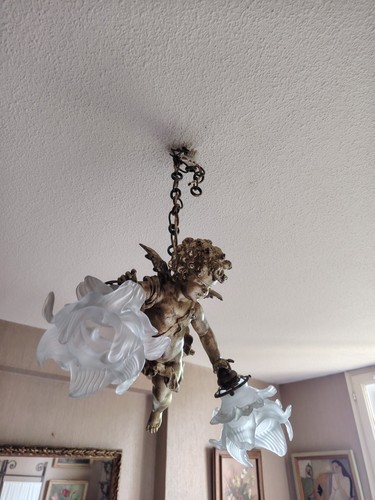Superbe grand lustre putti - grand,