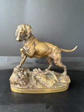 Prosper Lecourtier, Sculpture en bronze Signed Shasse (Pointer) France