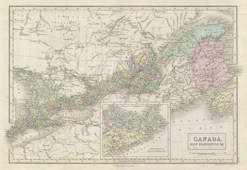 1851 black map canada - black,