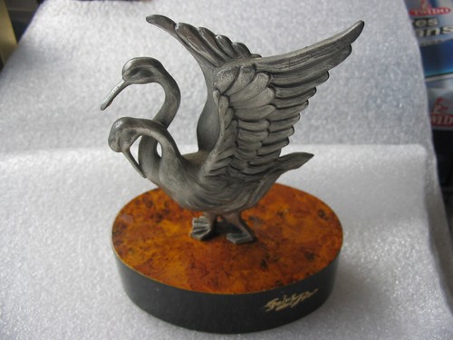 Cygnes étain sur support - cygnes,